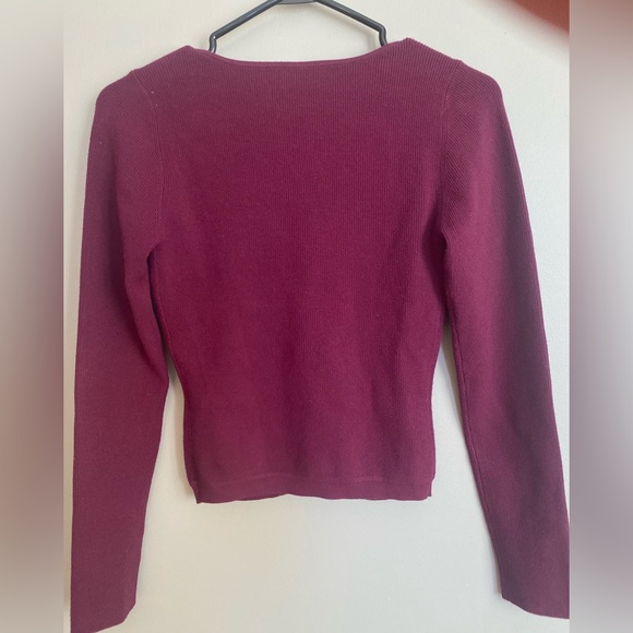 Aritzia Wilfred Tuscany Sweetheart Knit Sweater Maroon Size M - Picture 12 of 16
